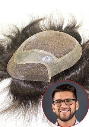 Fein geschweißtes Mono mit Folie Gaze Umrandung Haarsystem für Männer