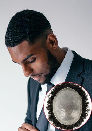 Afro Amerikanische Haarsystem mit dünner 0,08 mm Skin Basis