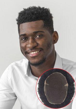 Haarsystem mit afroamerikanischem Haar und French Lace Bais