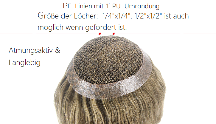 PE-Linien mit PU-Umrandung Perücke S16 Lordhair